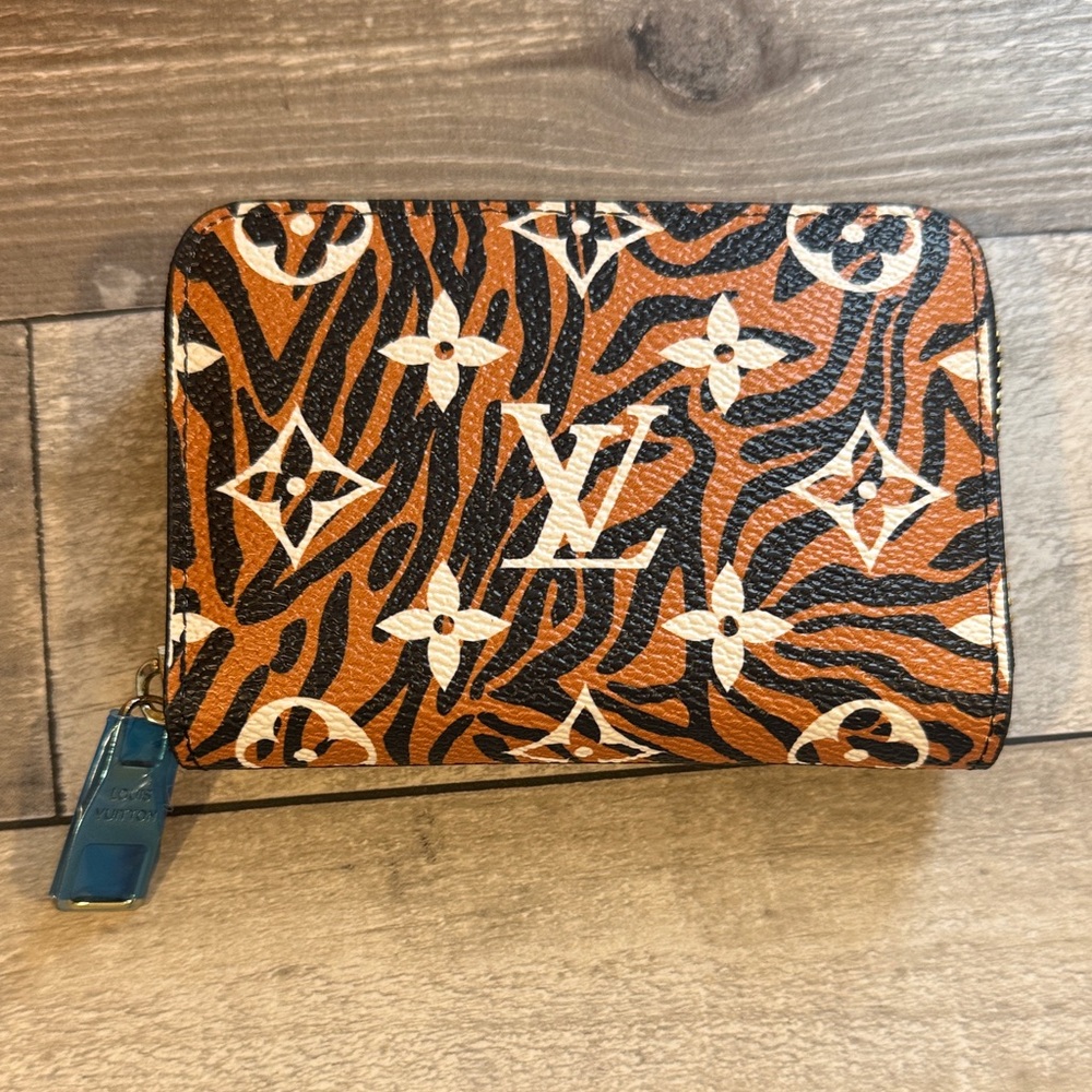 Brown and Black anima print Monogram coin Wallet
